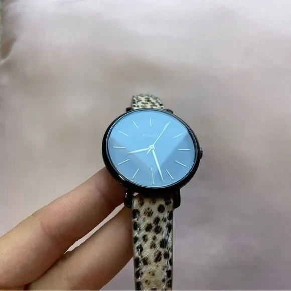 FOSSIL Women's Jacqueline Animal Print Leather Strap Watch 36mm
